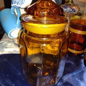 Vintage Amber Glass Kitchen Canister Orphaned